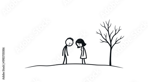 Sad Couple Under a Barren Tree