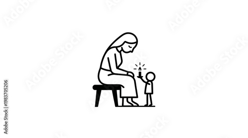 Mother And Child With Candle
