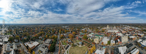Sweeping panoramic vista of Bell Tower Green in Salibury in North Carolina