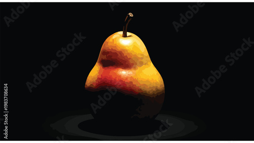 Single Pear Still Life, Dramatic Lighting, Food Photography for Commercial Use
