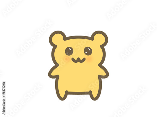 目がキラキラの可愛い黄色いくまキャラクター