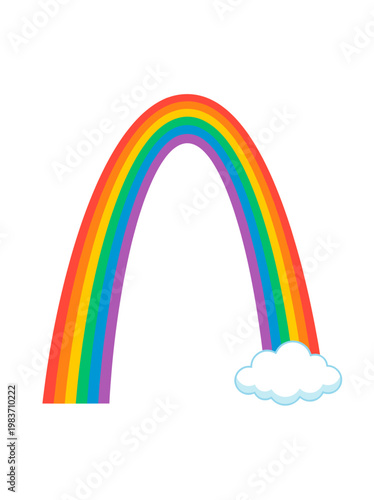A colorful rainbow arches across the sky, accompanied by a fluffy cloud. The vibrant spectrum of colors creates a sense of wonder and optimism