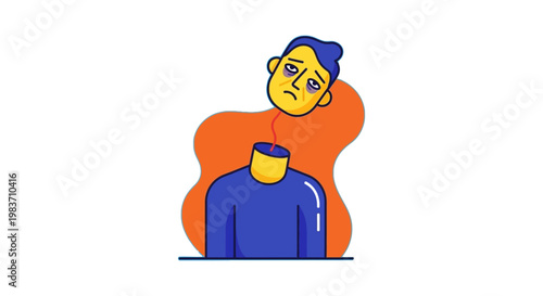 mental health burnout and stress concept illustrating a mans detached head floating above his body symbolizing emotional exhaustion and psychological problems.