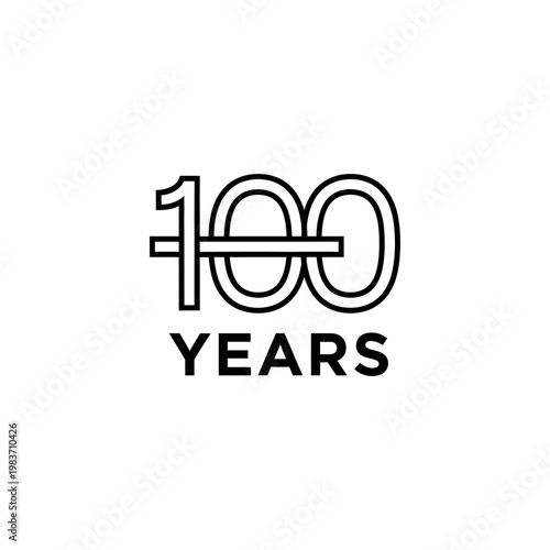 100 years text illustration with years text below anniversary celebration