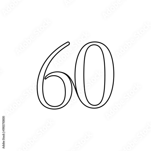 elegant numeral 60 in a clean minimalist outline style celebrating a milestone