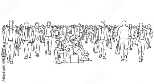 crowd of people walking and shopping carrying bags diverse shoppers in busy street