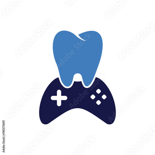 Dental Game Logo Icon Design. Tooth And Console vector logo design.	
