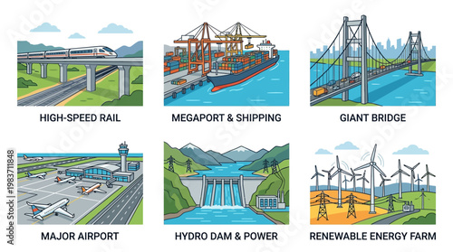 Modern transportation and energy infrastructure systems for efficient travel and power generation