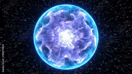 Abstract Plasma Ball Energy Sphere with Electric Discharges and Light Rays in Dark Space.