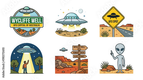 Wycliffe Well UFO attractions in Australian Outback with signs and alien sightings