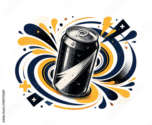 Skincare advertisement, soft curves circular frames abstract droplets and layered collage elements, black and white cosmetic tube with elegant white outline