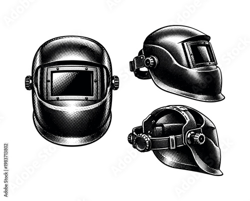 Welding clamp A welding ground clamp illustrated as one object in three orientations highlighting spring mechanism, gripping teeth, and cable attachment with