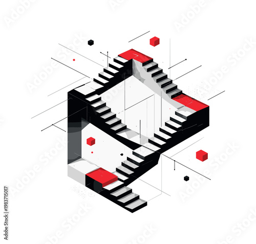 arched bridge with layered semicircles and linear supports, abstract geometric rhythm elements, black and white bridge with cyan accent shapes, modern graphic