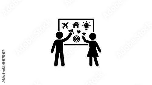 Couple Planning Their Dreams and Goals on a Board