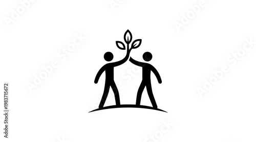 People High Fiving Under a Growing Plant