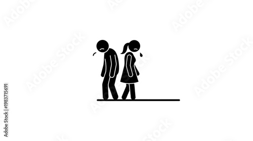 Sad Couple Walking Away from Each Other