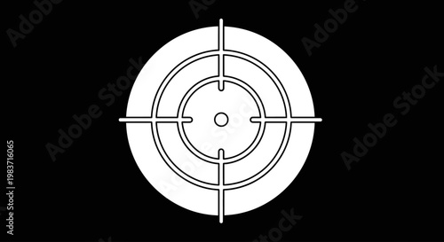 Crisp white reticle target graphic design element for precise aiming and visual focus, ideal for digital display and special effects compositions