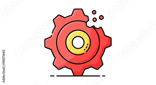 broken gear icon depicting a system error or mechanical failure symbolizing a damaged cogwheel or malfunction in industrial processes