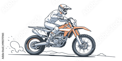 Motorcyclist Riding Dirt Bike Fast.