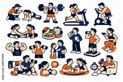 Smartphone Mobile Tech users tapping an oversized smartphone and app grid across the full canvas, two stylized human characters interacting with giant credit