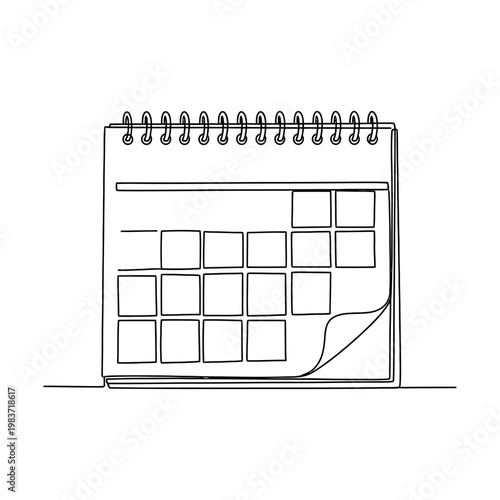 minimalist line drawing of a spiral calendar illustrating simplicity and organization