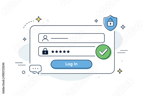 Media relations concept shown as a microphone connected with speech bubbles and minimal news icons, expressing dialogue between a PR manager and the public.