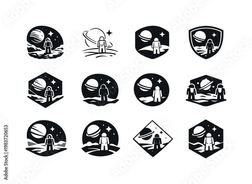 learning management systems. Icon set. Set Logo of learning management systems: abstract e-learning ecosystem. harmonious logo variations of the same