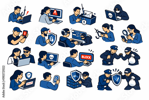 Phishing Alert Stories Phishing Alert Stories collection of digital illustrations, small readable scenes of people spotting scam emails, securing accounts,