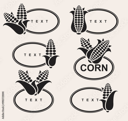 Corn label and element set. Collection icon corn. Vector