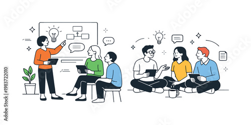 Morning Freshness. Minimal landscape with trees and gentle breeze lines moving through the scene. Calm and refreshing atmosphere, early morning energy captured