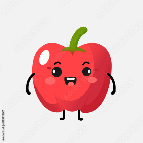 Cute Tomato Character Vector Illustration. Funny Red Fruit Mascot, Healthy Vegan Food Icon in Cartoon Style for Kids Design, Sticker, Logo, Packaging and Social Media Content