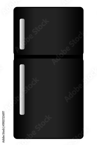 冷蔵庫のイラストを黒や灰色のグラデーションを付けてデザインしたグラフィックの素材