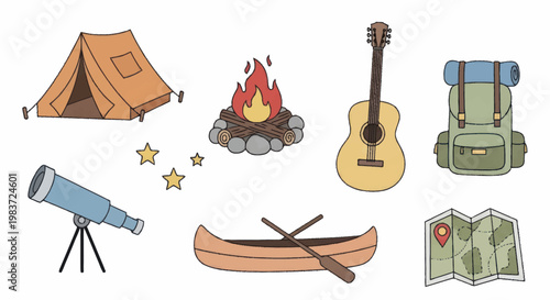 Camping Adventure Gear Collection for Outdoor Exploration.