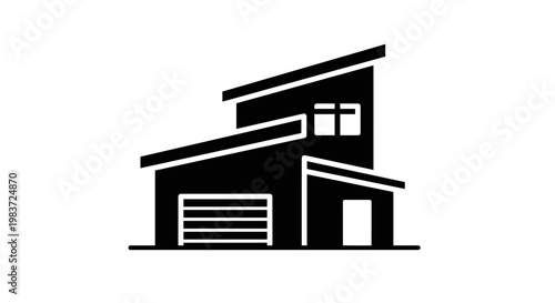 Modern House with Garage Door.