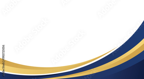 Obraz na płótnie A clean and modern abstract background featuring elegant navy blue and gold wave shapes on a minimalist white canvas for professional and corporate use