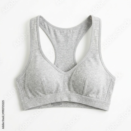 Gray Sports Bra Comfortable Athletic Wear for Women in Casual Studio Setting