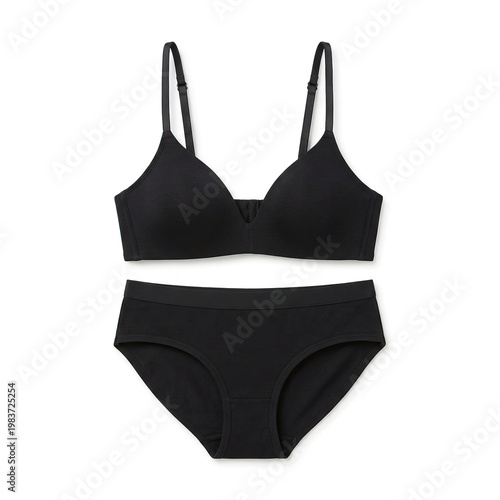 Black Women's Underwear Set Bra and Panties Lingerie Comfortable Basic