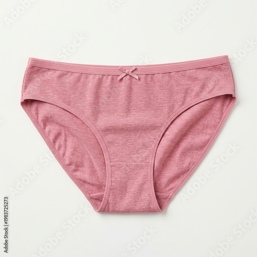 Pink Women's Cotton Briefs with Small Bow Detail on White Background