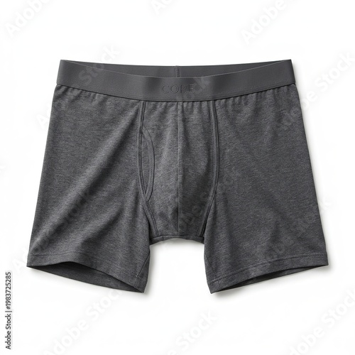 Dark Gray Men's Boxer Briefs with Elastic Waistband on White Background