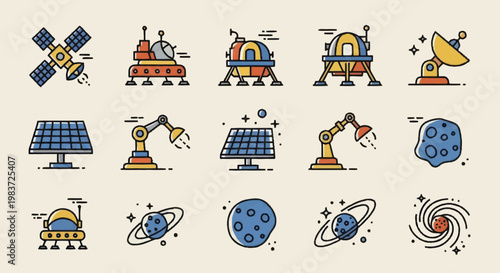 Collection of Space Exploration and Technology Icons.