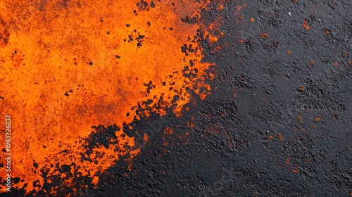 Abstract Rusting Metal Texture: Vibrant Orange and Dark Gray