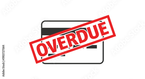 overdue credit card with a red stamp on a white background symbolizing financial debt and late payment issues.