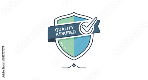 quality assured shield icon emblem representing service guarantee and protection for business branding and product reliability