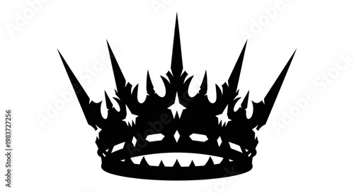 Stylized black crown with sharp points representing royalty and power.