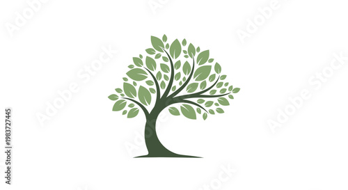 Vibrant Green Tree with Lush Foliage and Strong Trunk.