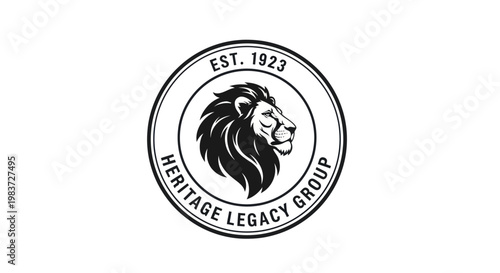 Vintage Lion Emblem Logo Design Heritage Legacy Group Est 1923.