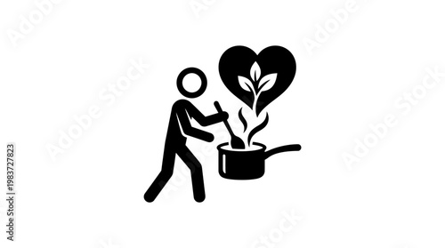 Healthy Cooking Concept with Person and Heart