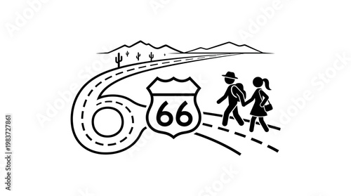 Route 66 Adventure Travelers Exploring Iconic Highway