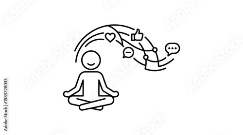 Meditating Person with Streaming Social Media Icons