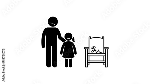 Father Comforting Daughter by Empty Chair Bereavement
